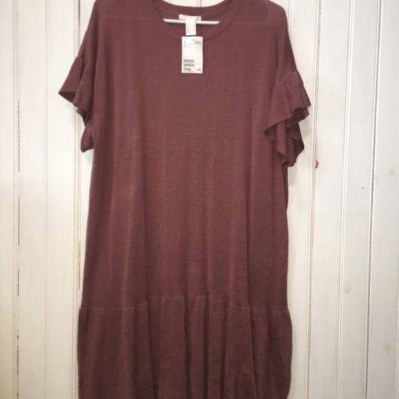 H&M NWT Light Wine Colored Knit Sweater Dress - Picture 1 of 3